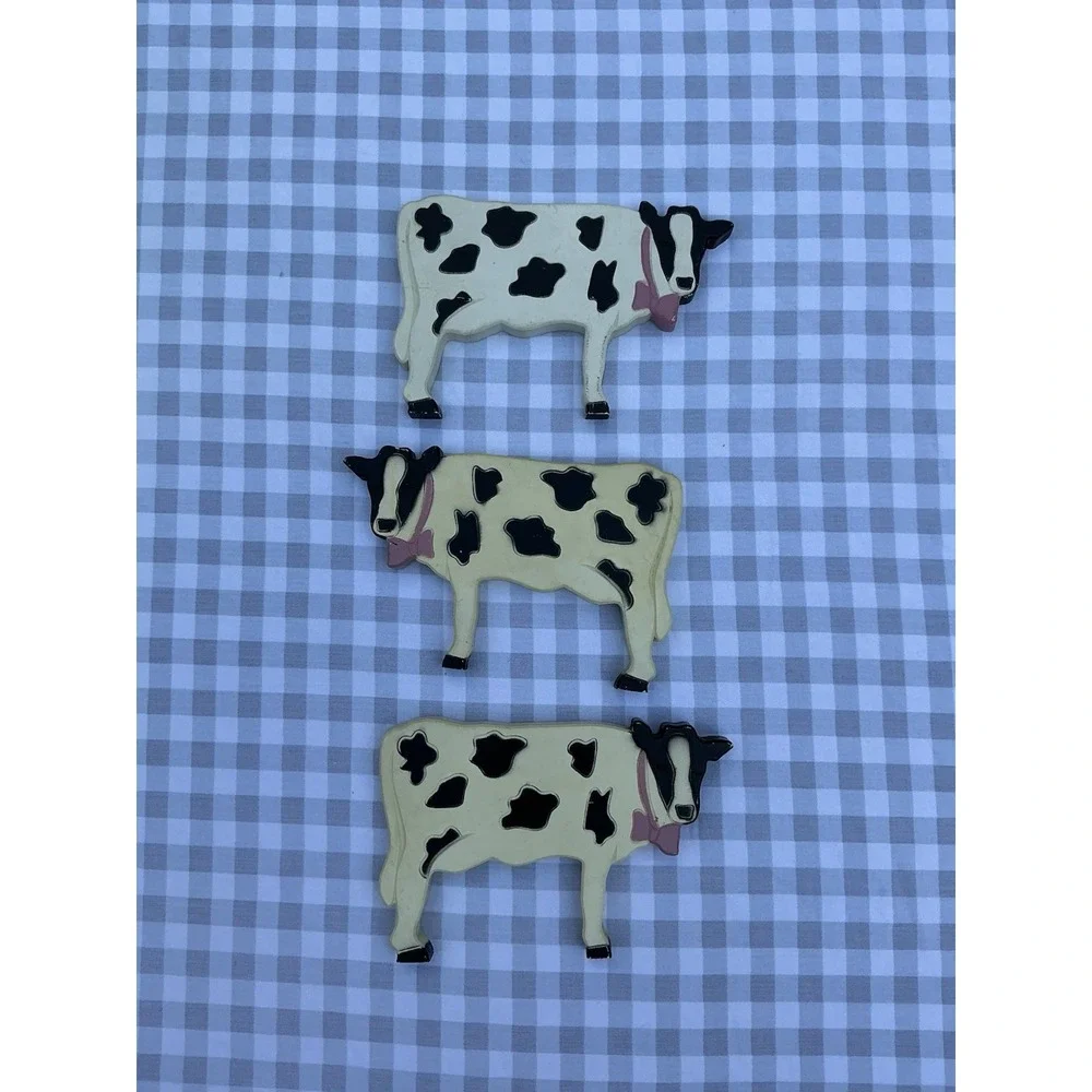 VTG 1980's Plastic Cow Wall Hanging Decor Made In USA Set Of 3 Country Farmhouse